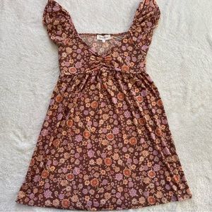 Pink Rose Floral Babydoll Dress Size L